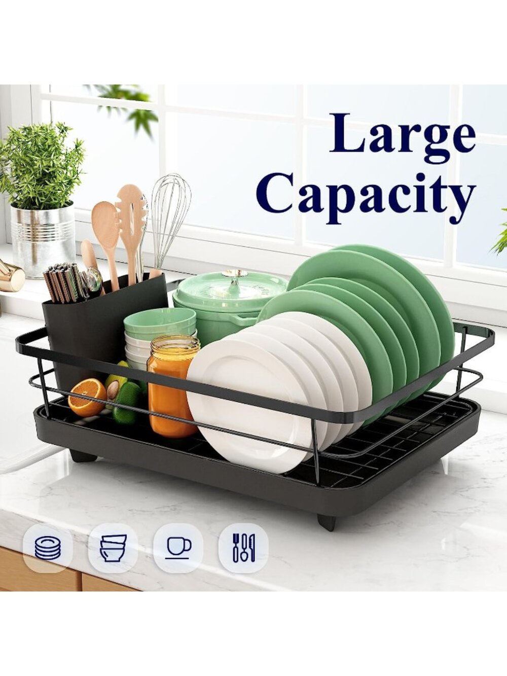 Kitchen Kitsure Dish Drying Rack Space-Saving Dish Rack, Dish Racks for Counter